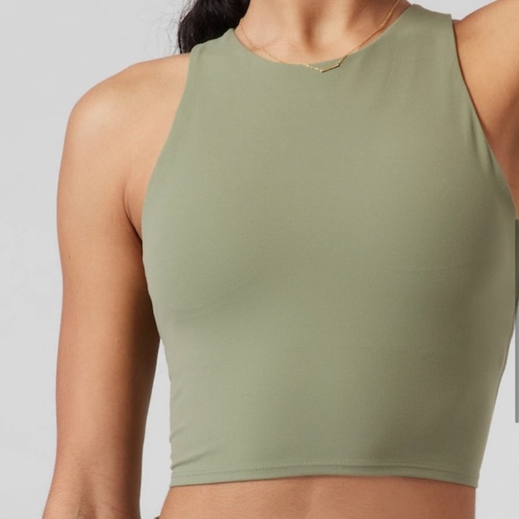 Athleta Conscious Crop High Neck Tank Bra A-C Green Size Medium - Picture 3 of 6